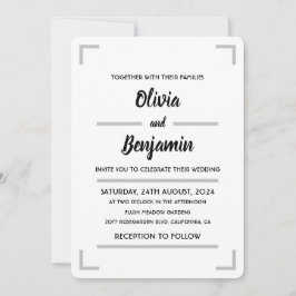 Eenvoudige handgeschreven script bruiloft uitnodig kaart