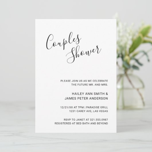 Eenvoudige handgeschreven Script Couples Shower Kaart (Staand voorkant)