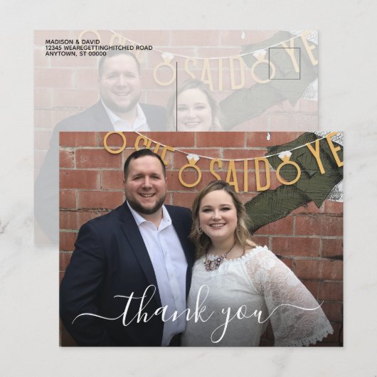 Eenvoudige handgeschreven script foto bedankt briefkaart (Voorkant / Achterkant)