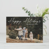 Eenvoudige handgeschreven script foto blij feestdagenkaart (Staand voorkant)