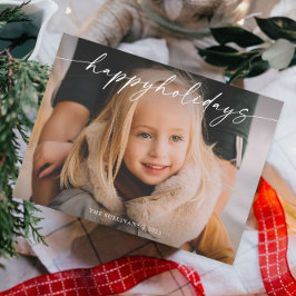 Eenvoudige handgeschreven script foto feestdagenkaart