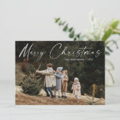 Eenvoudige handgeschreven script foto kerst feestdagenkaart (Staand voorkant)