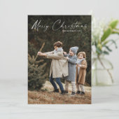 Eenvoudige handgeschreven script foto kerst feestdagenkaart (Staand voorkant)