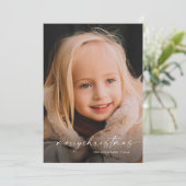 Eenvoudige handgeschreven script foto kerst feestdagenkaart (Staand voorkant)