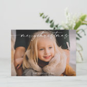 Eenvoudige handgeschreven script foto kerst feestdagenkaart (Staand voorkant)