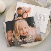 Eenvoudige handgeschreven script foto kerst feestdagenkaart