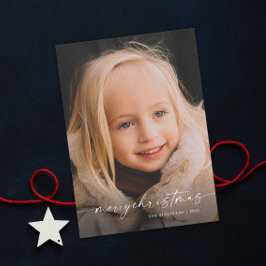 Eenvoudige handgeschreven script foto kerst feestdagenkaart