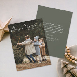 Eenvoudige handgeschreven script foto Kerstmis Feestdagenkaart