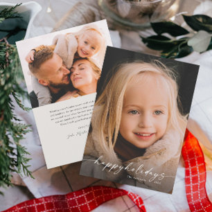 Eenvoudige handgeschreven script foto Kerstmis Feestdagenkaart