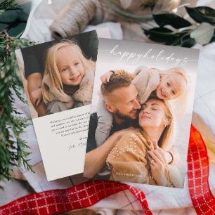 Eenvoudige handgeschreven script foto Kerstmis Feestdagenkaart