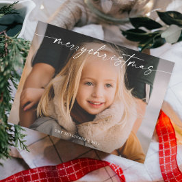 Eenvoudige handgeschreven script foto Kerstmis Feestdagenkaart