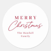 Eenvoudige handgeschreven script kerstcadeautag ronde sticker (Voorkant)
