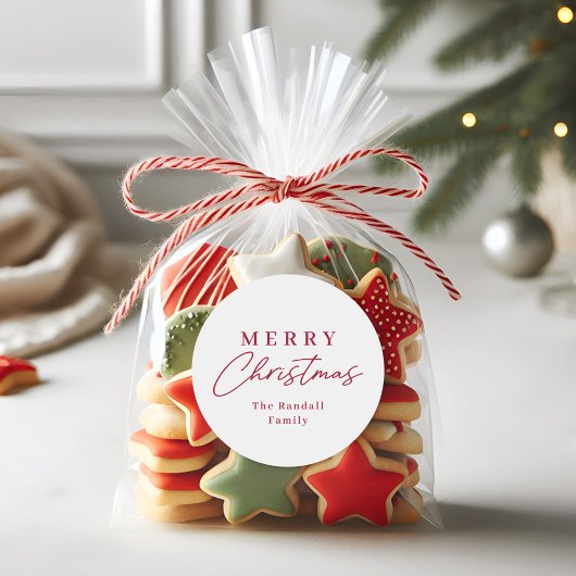 Eenvoudige handgeschreven script kerstcadeautag ronde sticker
