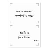 Eenvoudige Handgeschreven Script Trouwtafel Kaart (Voorkant)