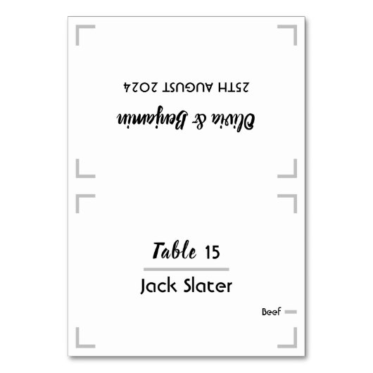 Eenvoudige Handgeschreven Script Trouwtafel Kaart (Voorkant)