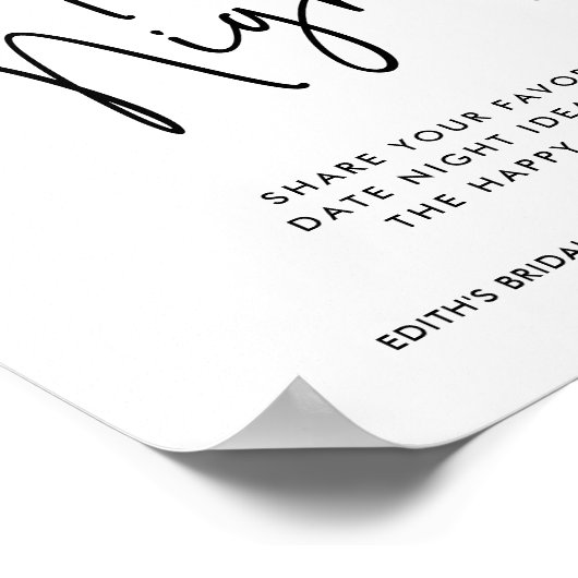 Eenvoudige Handgeschreven Typografie Datum Nacht J Poster (Hoek)