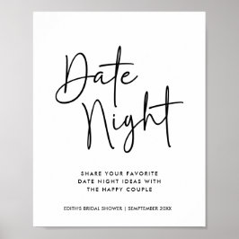 Eenvoudige Handgeschreven Typografie Datum Nacht J Poster