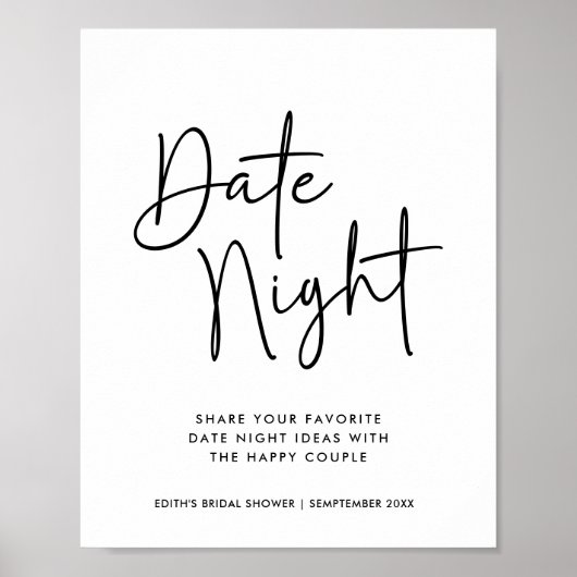 Eenvoudige Handgeschreven Typografie Datum Nacht J Poster (Voorkant)