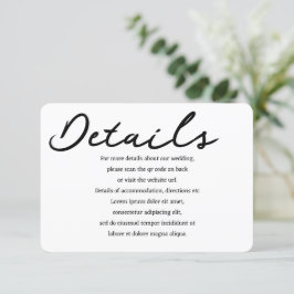 Eenvoudige handgeschreven typografie Details QR Co Informatiekaartje