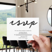 Eenvoudige handgeschreven typografie minimalistisc RSVP kaartje