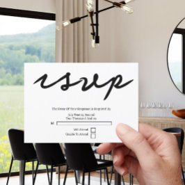 Eenvoudige handgeschreven typografie minimalistisc RSVP kaartje