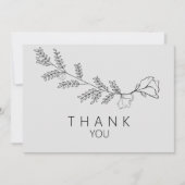 Eenvoudige handgetekende bloemstengel begrafenis D Bedankkaart (Voorkant)