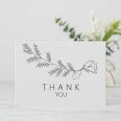 Eenvoudige handgetekende bloemstengel begrafenis D Bedankkaart (Staand voorkant)