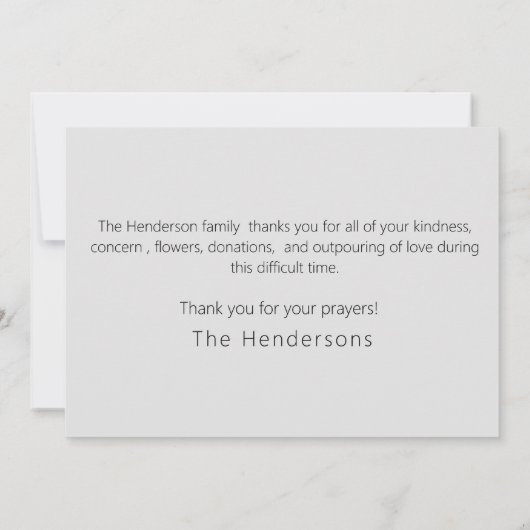 Eenvoudige handgetekende bloemstengel begrafenis D Bedankkaart (Achterkant)