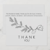 Eenvoudige handgetekende bloemstengel begrafenis D Bedankkaart (Voorkant / Achterkant)