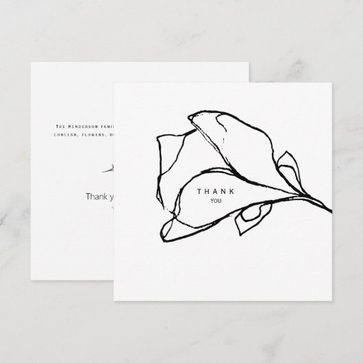 Eenvoudige handgetekende bloemstengel II begrafeni Bedankkaart (Voorkant / Achterkant)