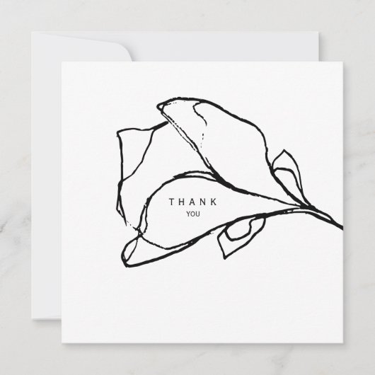 Eenvoudige handgetekende bloemstengel II begrafeni Bedankkaart (Voorkant)