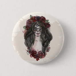 Eenvoudige handgetekende Dia de los Muertos | Butt Ronde Button 5,7 Cm