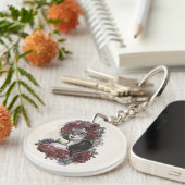 Eenvoudige handgetekende Dia de los Muertos | Butt Sleutelhanger (Voorkant Rechts)