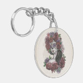 Eenvoudige handgetekende Dia de los Muertos | Butt Sleutelhanger (Voorkant Links)