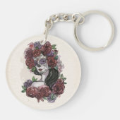 Eenvoudige handgetekende Dia de los Muertos | Butt Sleutelhanger (Achterkant)