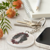 Eenvoudige handgetekende Dia de los Muertos | Butt Sleutelhanger (Voorkant Rechts)