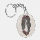 Eenvoudige handgetekende Dia de los Muertos | Butt Sleutelhanger (Voorkant Links)