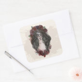 Eenvoudige handgetekende Dia de los Muertos | Stic Vierkante Sticker (Envelop)