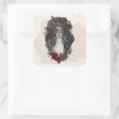 Eenvoudige handgetekende Dia de los Muertos | Stic Vierkante Sticker (Tas)