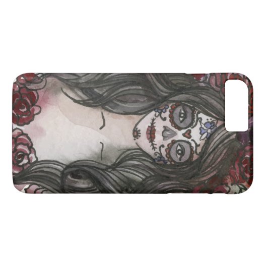 Eenvoudige handgetekende Dia de los Muertos | Tele Case-Mate iPhone Case (Achterkant (Horizontaal))