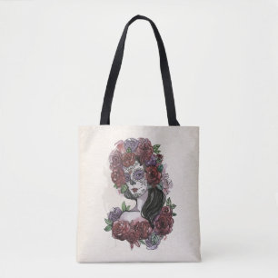 Eenvoudige handgetekende Dia de los Muertos Tote Bag