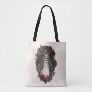 Eenvoudige handgetekende Dia de los Muertos Tote Bag
