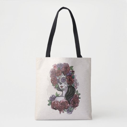 Eenvoudige handgetekende Dia de los Muertos | Tote Tote Bag (Voorkant)