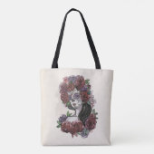 Eenvoudige handgetekende Dia de los Muertos | Tote Tote Bag (Achterkant)