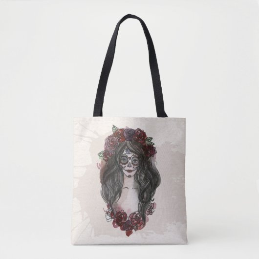 Eenvoudige handgetekende Dia de los Muertos | Tote Tote Bag (Voorkant)