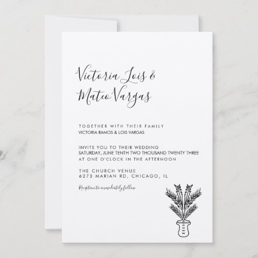 Eenvoudige handgetekende palmboom, mogelijk huweli kaart (Voorkant)