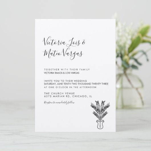 Eenvoudige handgetekende palmboom, mogelijk huweli kaart (Staand voorkant)