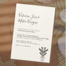 Eenvoudige handgetekende palmboom, mogelijk huweli kaart