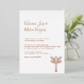 Eenvoudige handgetekende palmboom Tropische bruilo Folie Uitnodiging (Staand Voorkant)