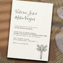 Eenvoudige handgetekende palmboom Tropische bruilo